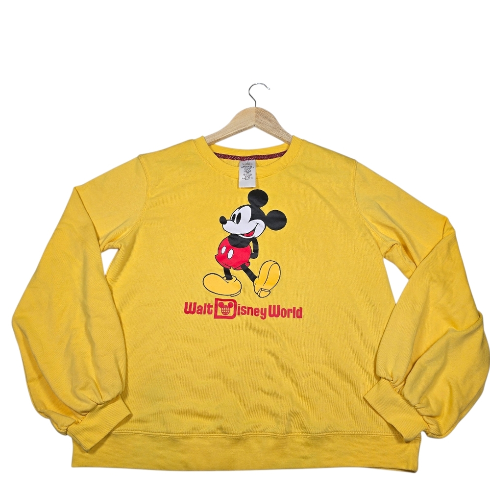 Disney Parks Walt Disney World Mickey Mouse Yellow Crewneck Sweatshirt Women's L